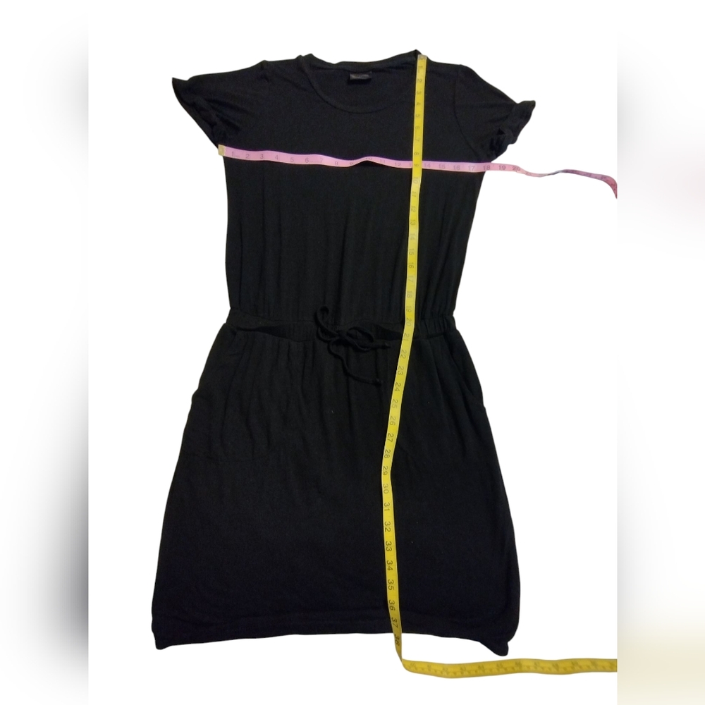 32 Degrees Cool Black Soft Lux Casual T-Shirt Dress Pockets Summer Comfy Small - Picture 5 of 7